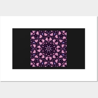 Crystal Hearts and Flowers Valentines Kaleidoscope pattern (Seamless) 24 Posters and Art